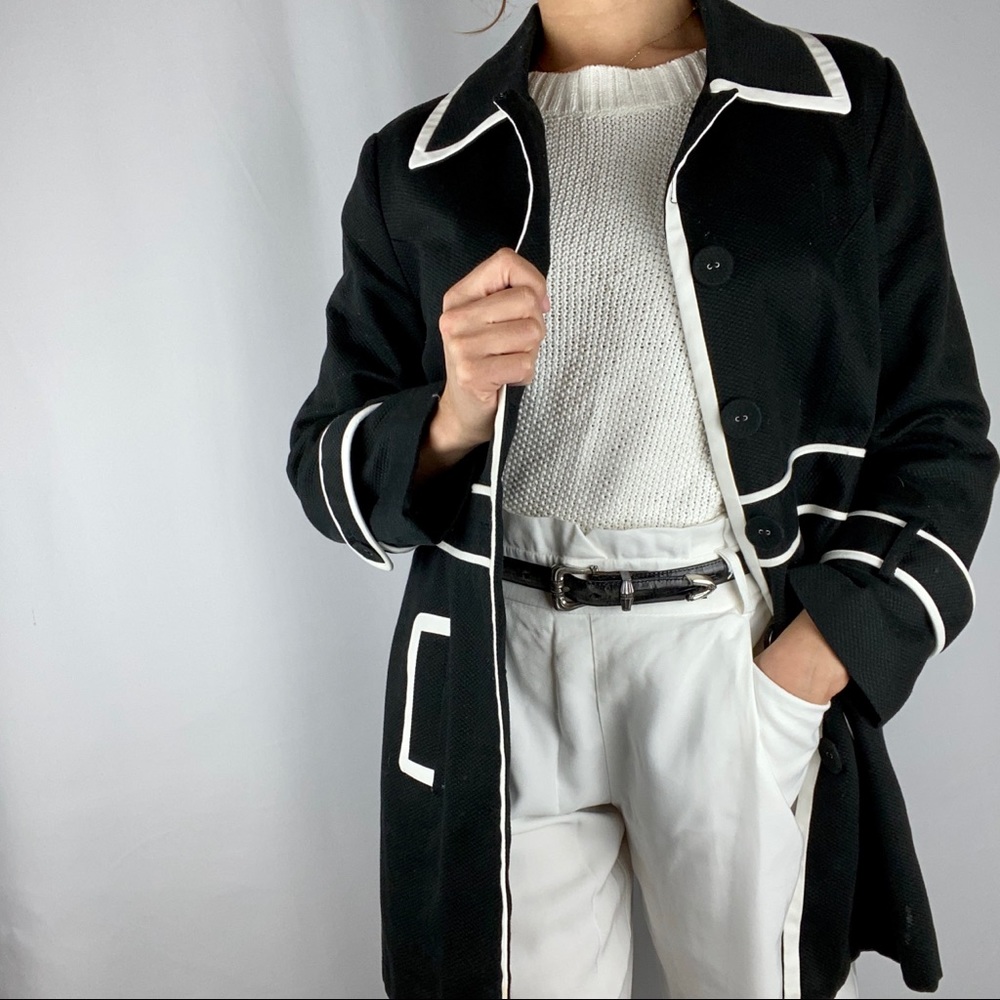 Carole Little black white mid length coat